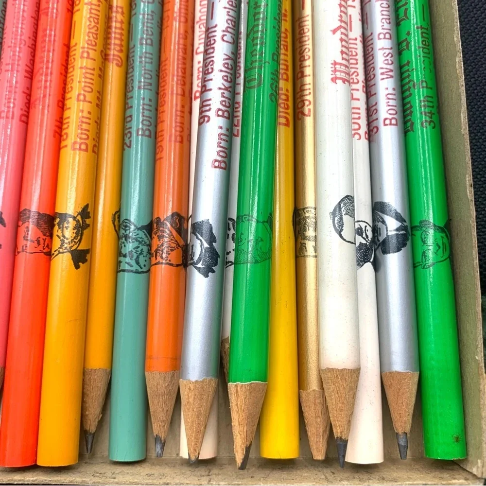 Vintage Lot Of 27 Presidents Pencils 1960s United States Pencils With Box